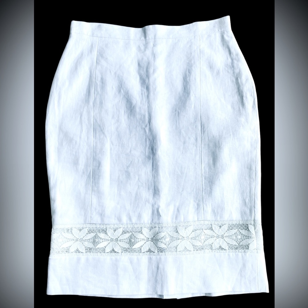 100% linen Sandra Angelozzi pencil skirt Size 36 EUC